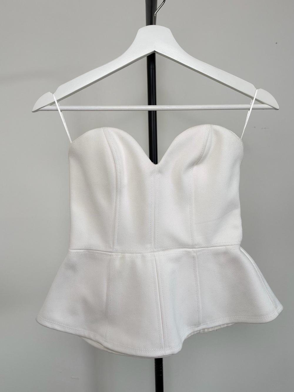 ZARA NWT White Denim Corset Bustier Peplum Top 100% Cotton